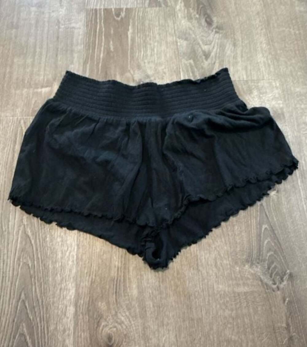 Out From Under Urban Outfitters Black Lettuce Edge Ruffle Shorts